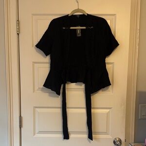 Brand New With tags Express Black Short Sleeve Front Tie Kimono